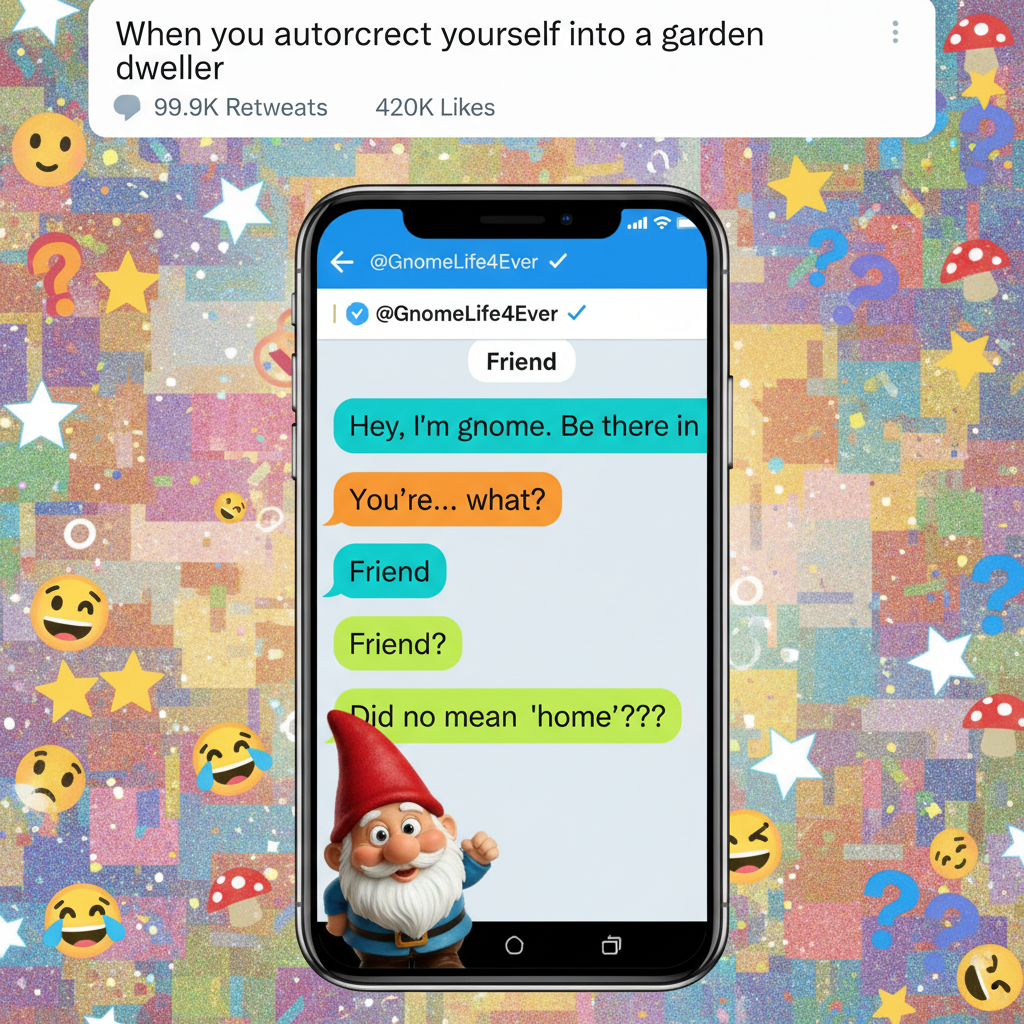 My phone autocorrected 'I'm home' to 'I'm gnome'. Now my family thinks I've joined a cult.