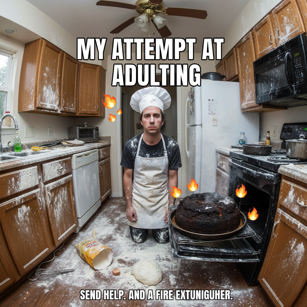 Attempted to bake a 'simple' cake. Now my kitchen looks like a flour bomb exploded.