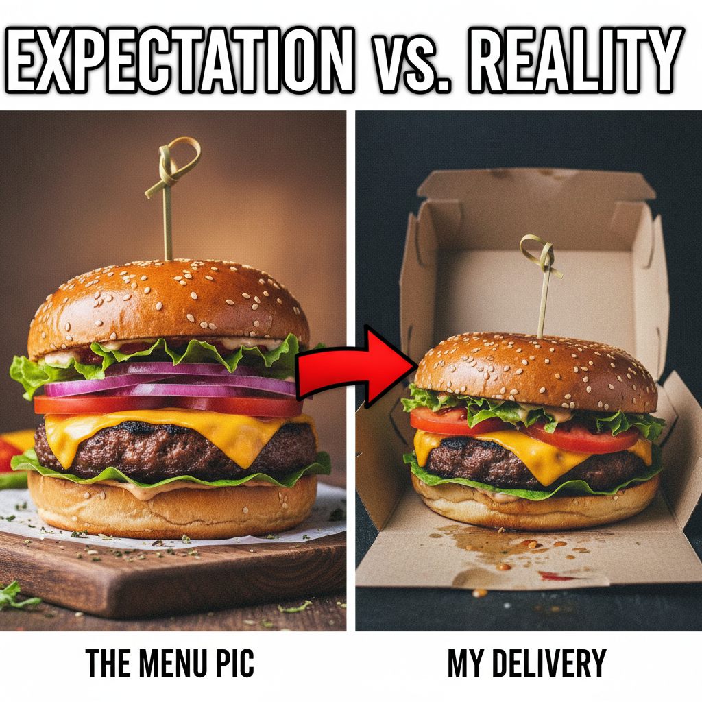 Ordered a gourmet burger, got something that looks like it lost a fight with a truck. #FoodDeliveryFail