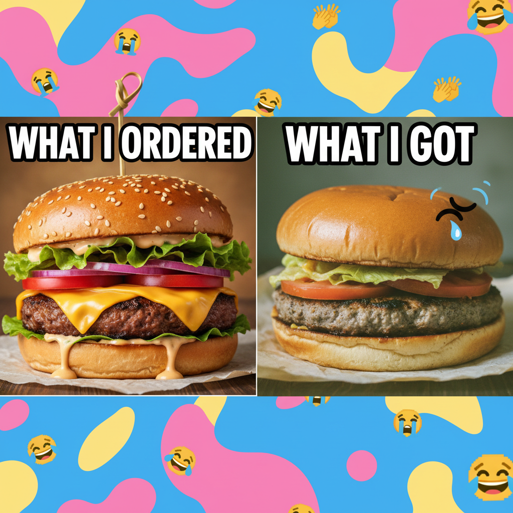 Ordered a gourmet burger, got a sad patty. Expectation vs. Reality hit DIFFERENT.