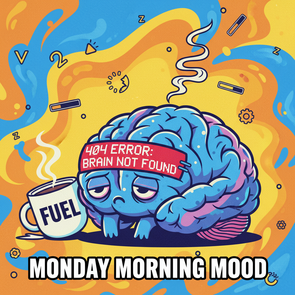 My brain on Monday morning: 'Error 404: Motivation Not Found.'