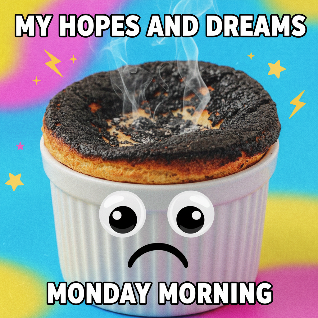 Tried to make a soufflé. Ended up with a delicious, burnt puddle. #NailedIt