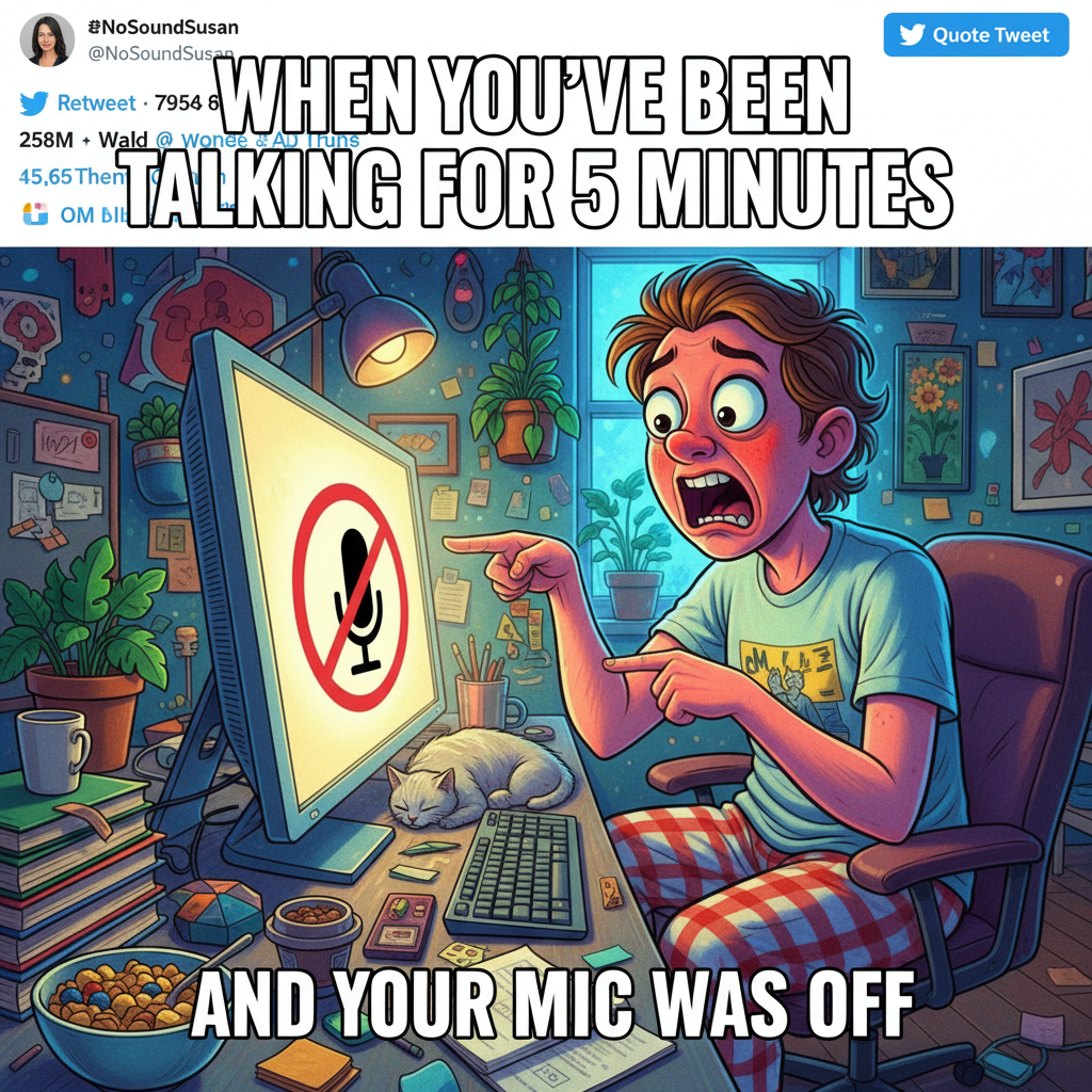 When your mic was off the whole time and you were talking to yourself on Zoom. #WFH