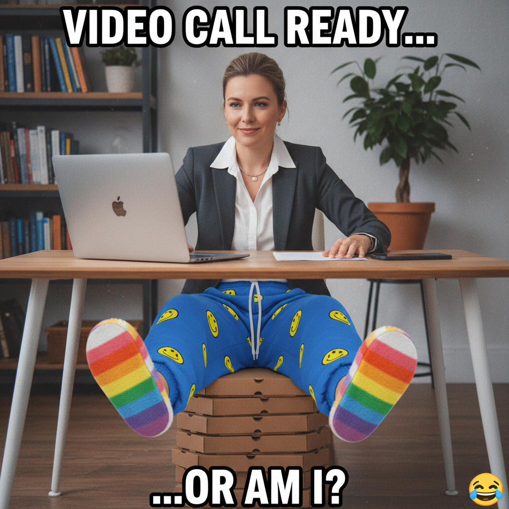 My 'work from home' outfit is 90% pajamas. Don't tell my boss. #WFHLife