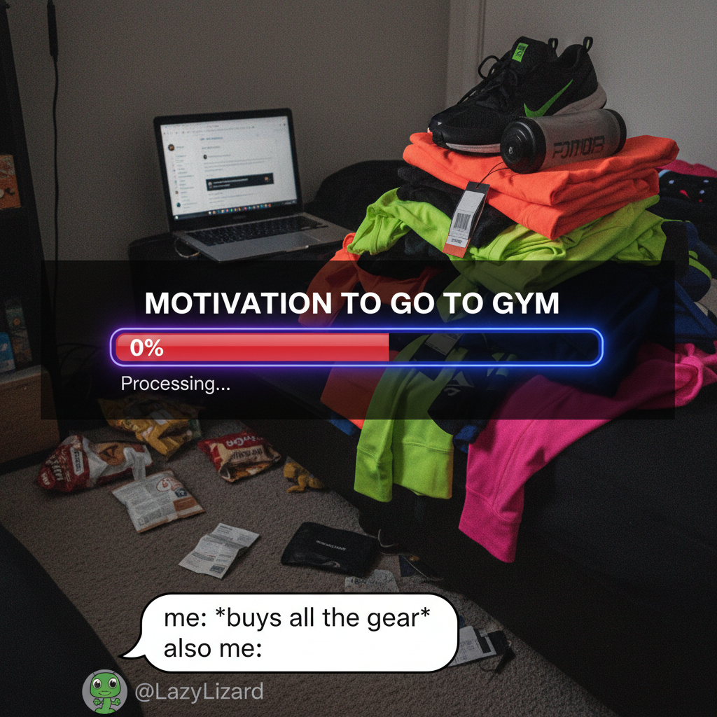 Gym membership: $50. New workout clothes: $100. My motivation to go: *loading...* 0%