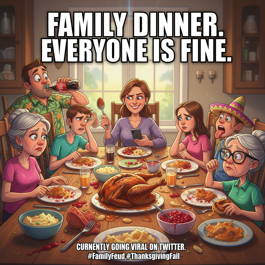 Holiday family dinner: A culinary battlefield where passive aggression is the main course.