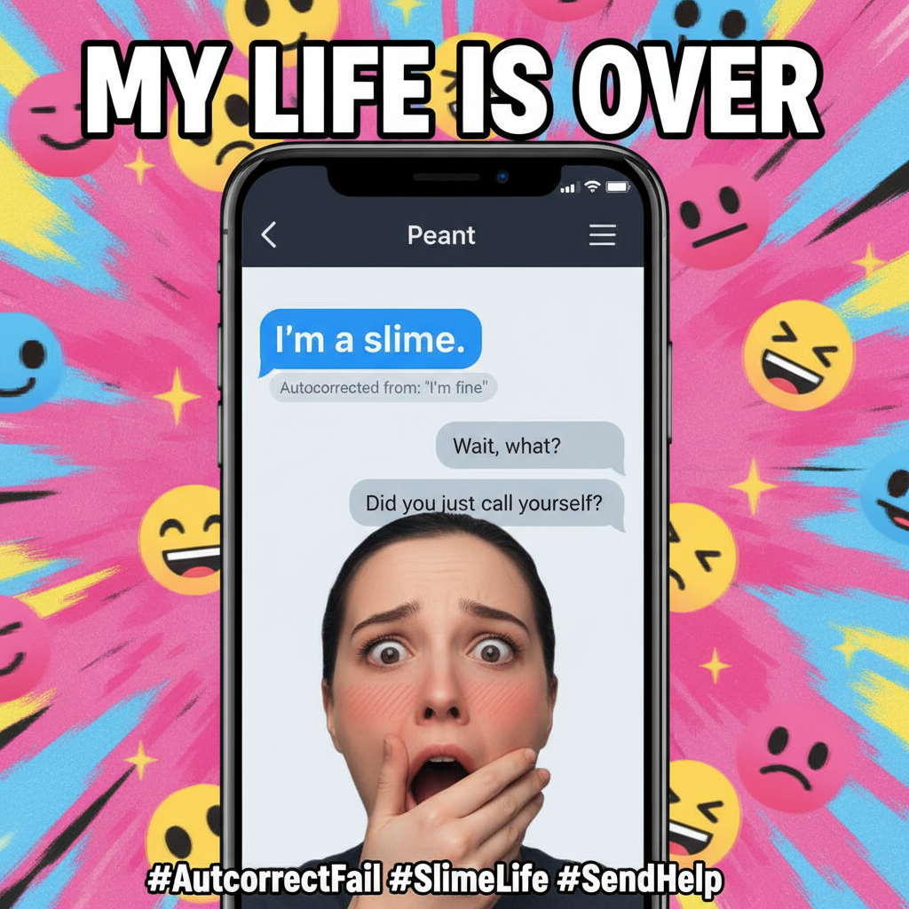 Autocorrect just turned 'I'm fine' into 'I'm a slime.' My life is a comedy.