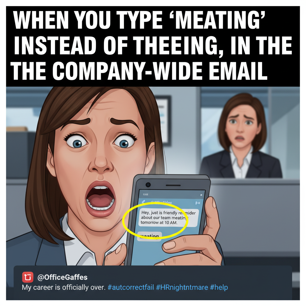 My phone autocorrected 'meeting' to 'meating.' HR is going to have questions.