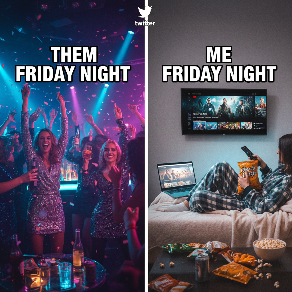 Friday night plans: clubbing. Friday night reality: PJs, snacks, and debating if I should rewatch The Office.