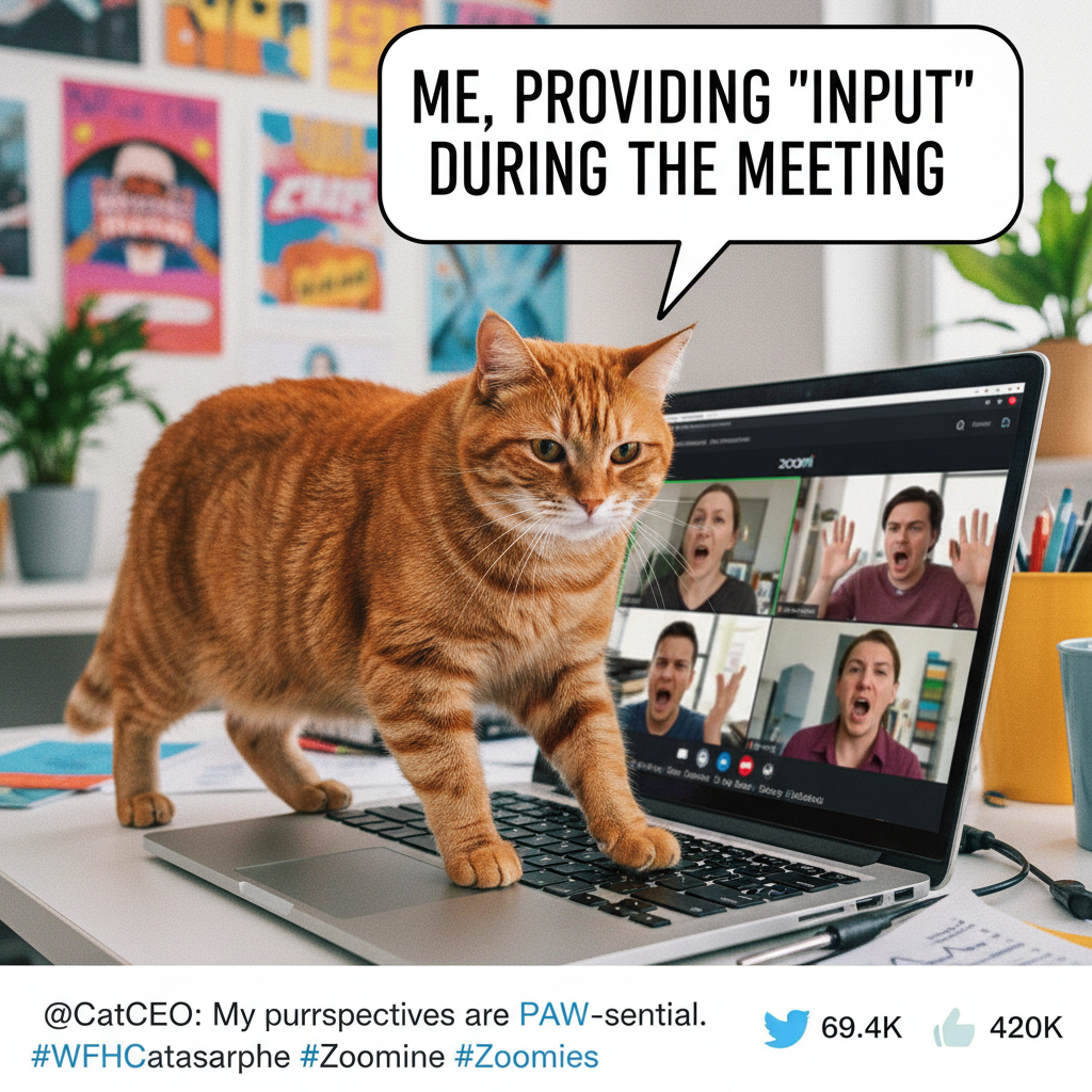 My cat just walked across my keyboard during a Zoom meeting. Instant promotion to CEO.