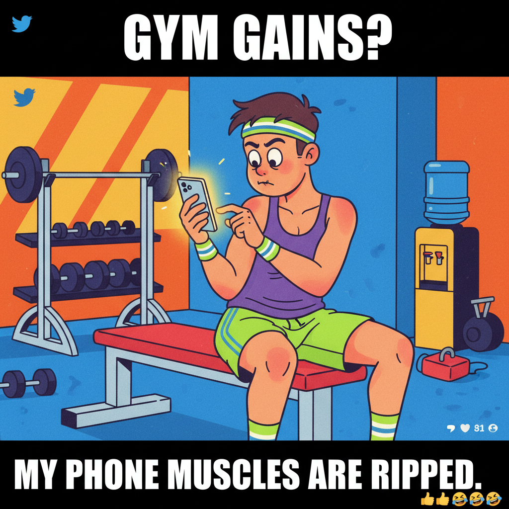 Just saw someone doing bicep curls with their phone. Peak gym culture.
