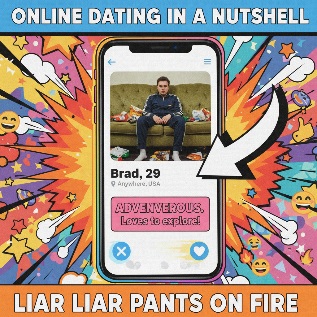 Dating apps: where 'adventurous' means 'likes long walks to the fridge'.