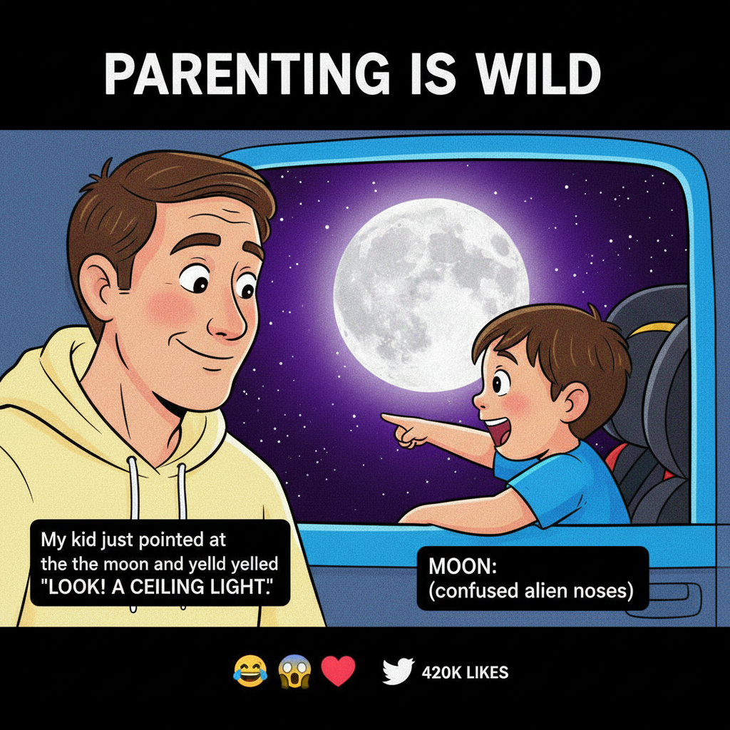 My kid just asked why the moon follows us. I said 'magic'. Parenting level: expert.