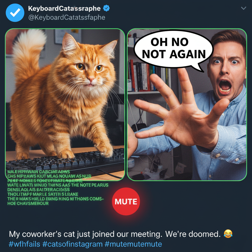 My cat just walked across my keyboard during a Zoom meeting. Muted myself just in time.