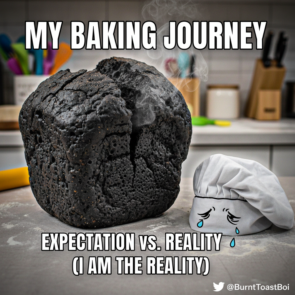 Attempted to bake bread. Ended up with a rock. Send condolences.