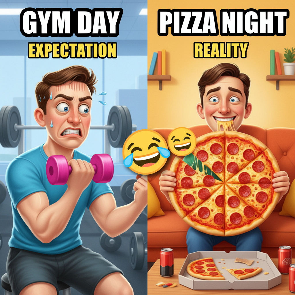 Me at the gym: 1 rep. Me at home: eats entire pizza. Balance.