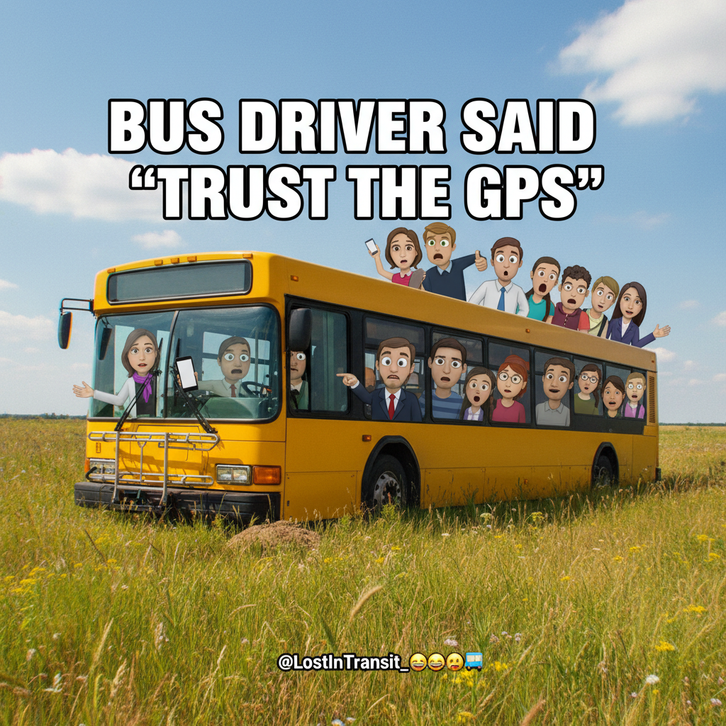 The bus driver just took a 'shortcut' and now we're in a field. Send snacks.