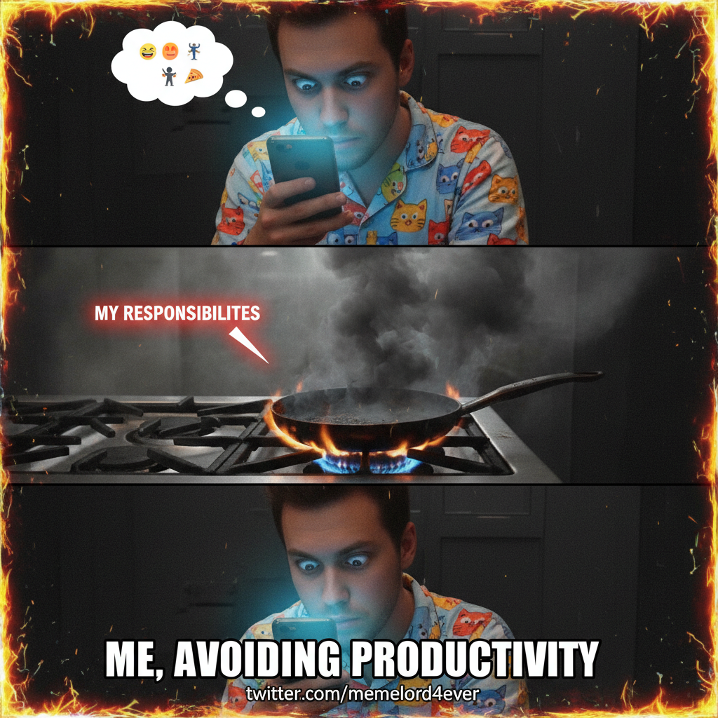 Me: 'I'll just check Twitter for 5 mins.' 3 hours later: my dinner is burnt.