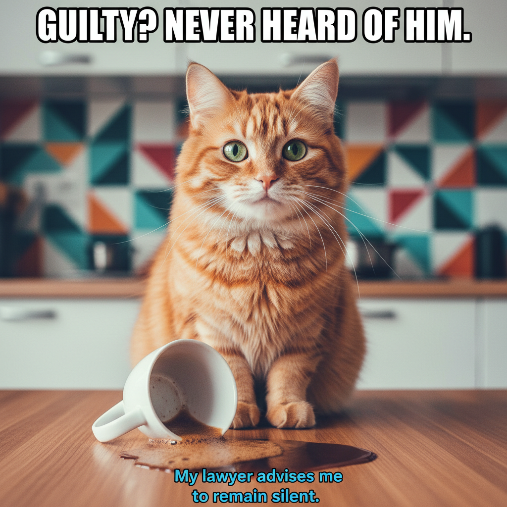 My cat just knocked my coffee over, then stared at me like I did it. The audacity. #PetLife