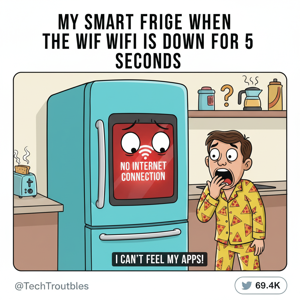 The wifi went down. I'm pretty sure I just heard my smart fridge scream. We're doomed.