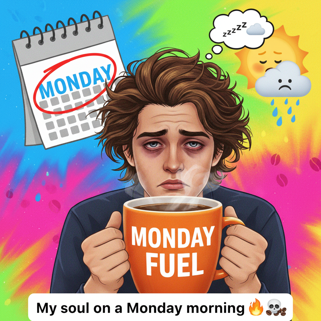 My Monday morning mood is 90% coffee, 10% existential dread. #MondayVibes