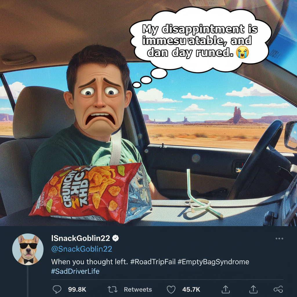 Road trip rule #1: Someone will always forget the snacks. It's me. I'm someone.