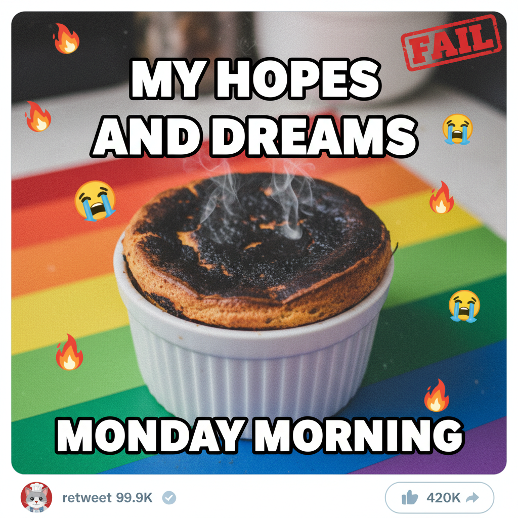 Tried to make a soufflé. It became a souff-flat. Send help.