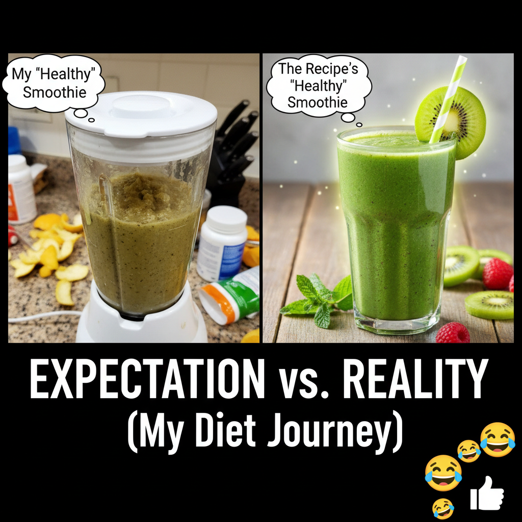 Tried to make a 'healthy' smoothie. Ended up with green sludge that tastes like regret. #CookingFail