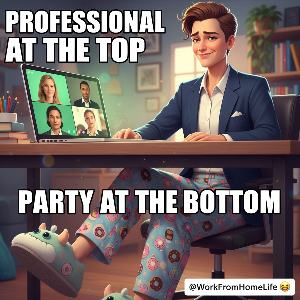 My 'professional' WFH outfit: blazer on top, pajama bottoms on bottom. The secret's out. #WFHLife