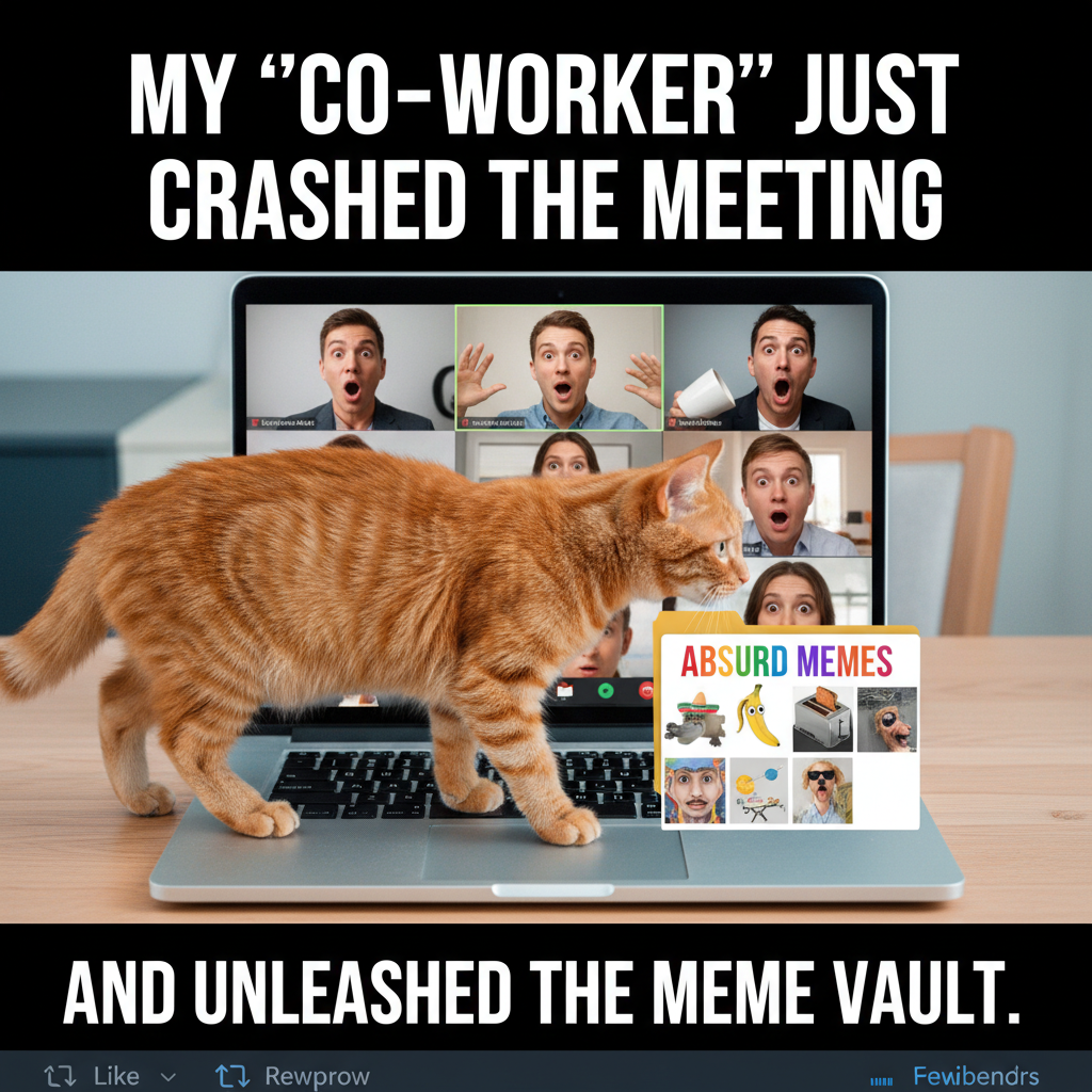 My cat just walked across my keyboard and shared my screen. Entire team saw my meme folder. #ZoomFail