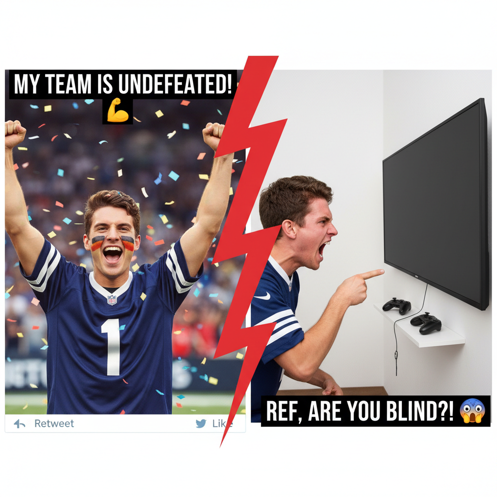 My team scores: I'm a tactical genius. My team concedes: The referee is blind, the players are clowns, and I'm quitting 