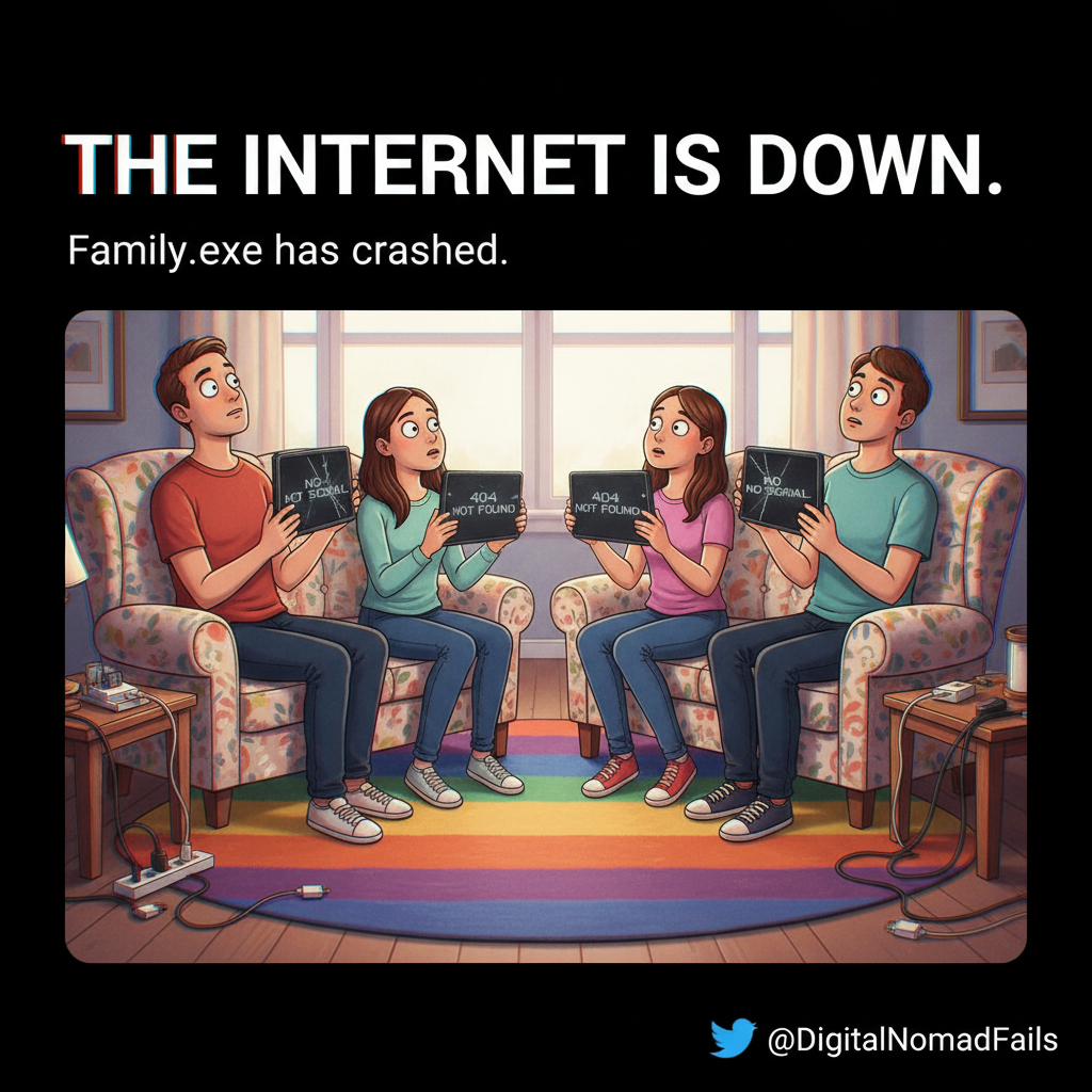 When the WiFi goes down, I remember what my family looks like. It's... unsettling.