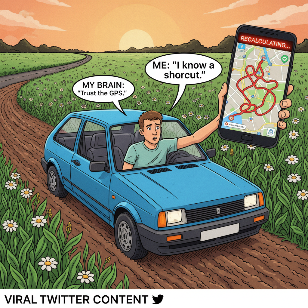 Road trip rule #1: If the GPS says 'turn left now,' it means 'turn left 5 exits ago.'