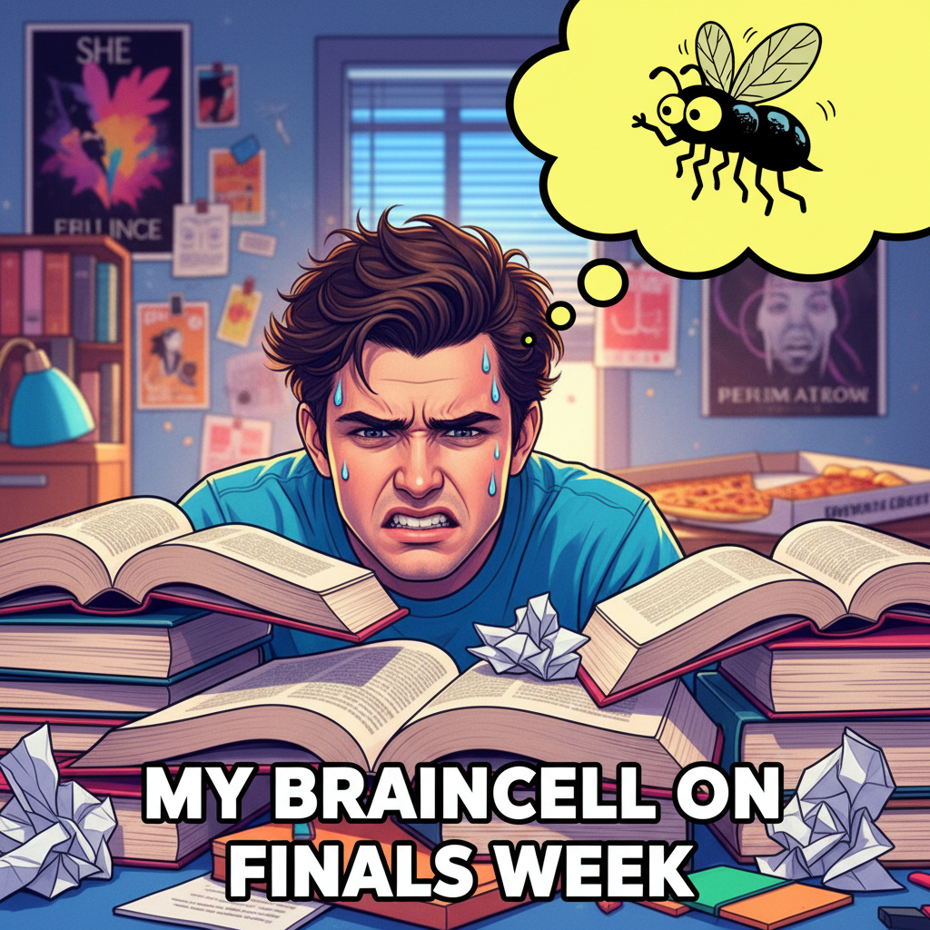 My brain during exam season: 'We're gonna learn so much!' My brain during the actual exam: 'Is that a fly?'