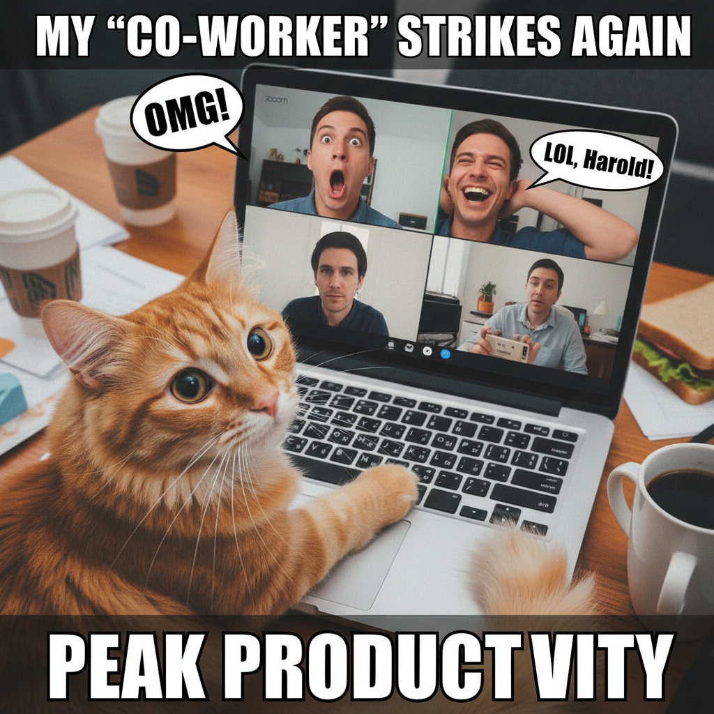 My cat just walked across my keyboard and somehow ended the CEO's Zoom meeting. MVP.