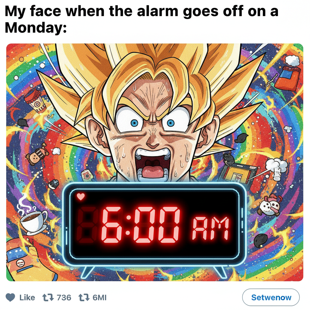 Me reacting to my alarm clock at 6 AM like an anime character discovering their true power.
