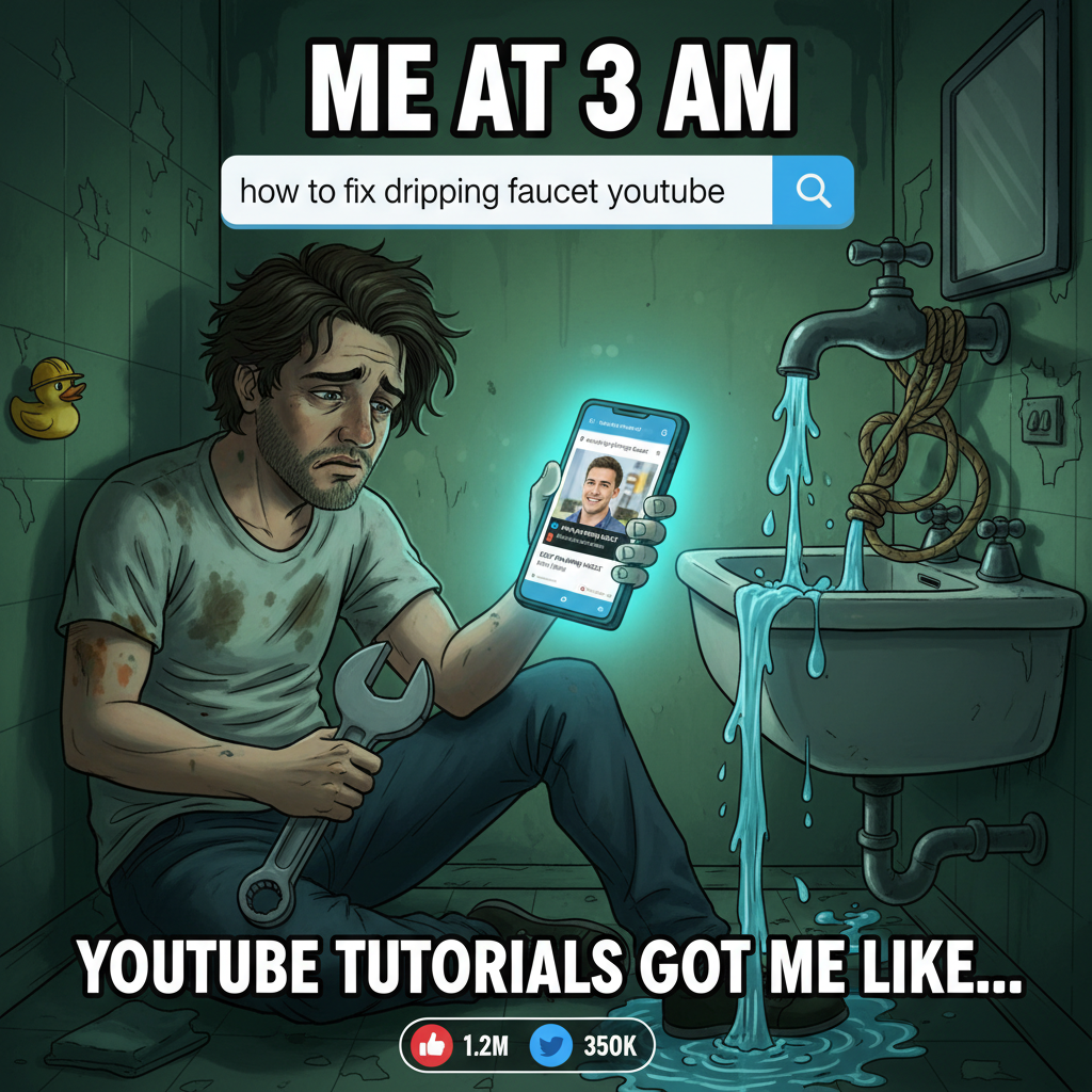 Adulting is just Googling 'how to fix a leaky faucet' at 3 AM. 💧
