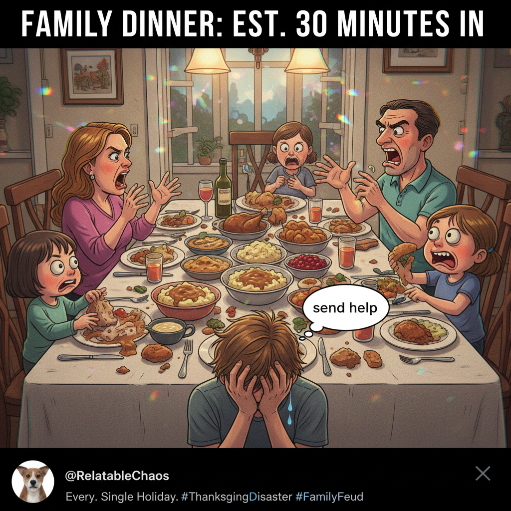 Holiday dinner: where 'pass the salt' turns into a 3-hour debate about politics. Send help.