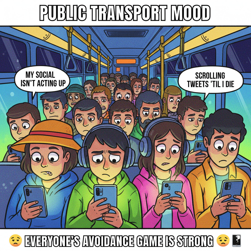Public transport is just a social experiment to see how long we can avoid eye contact.