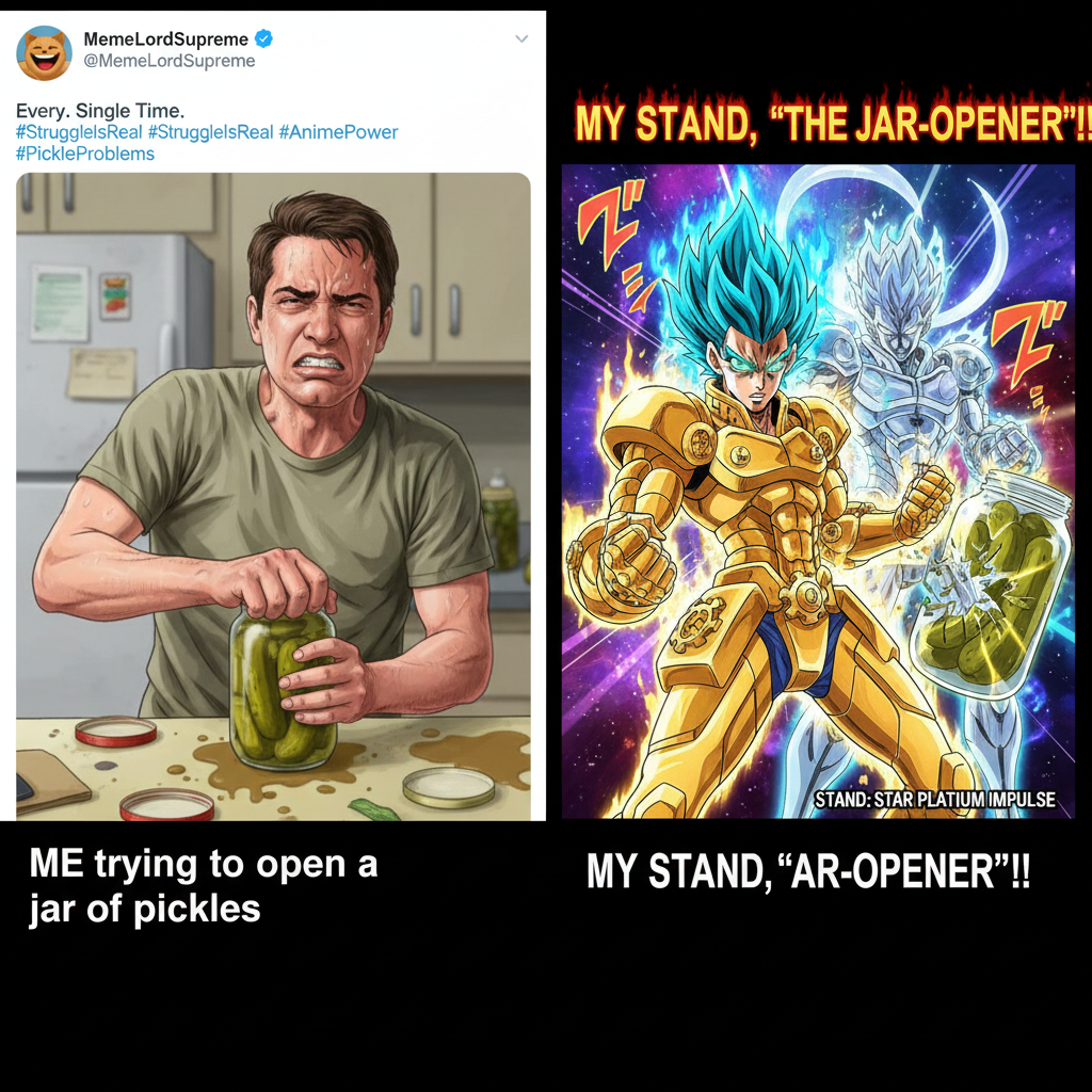 Me trying to adult vs. how I'd react if I were an anime character. *epic battle music*