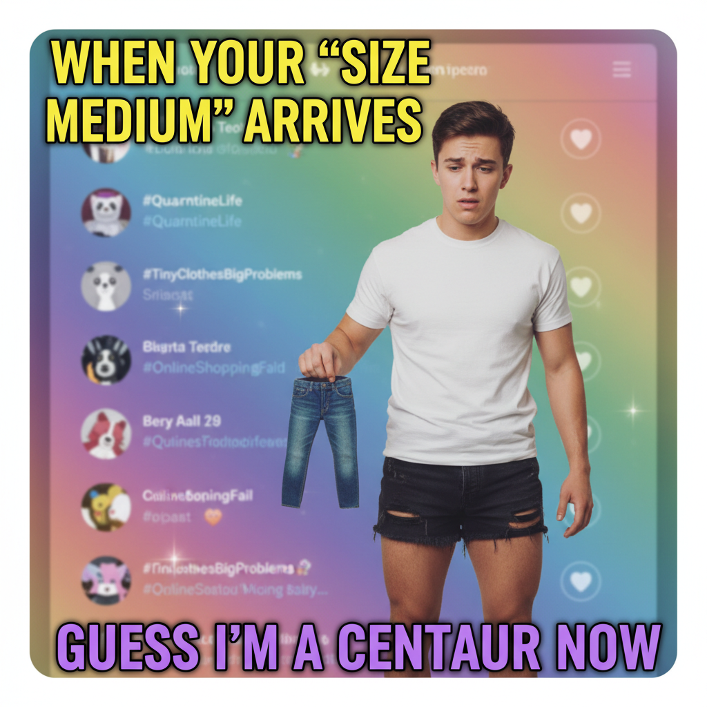 That moment you realize those 'cute' online pants are actually for a child. Sigh.