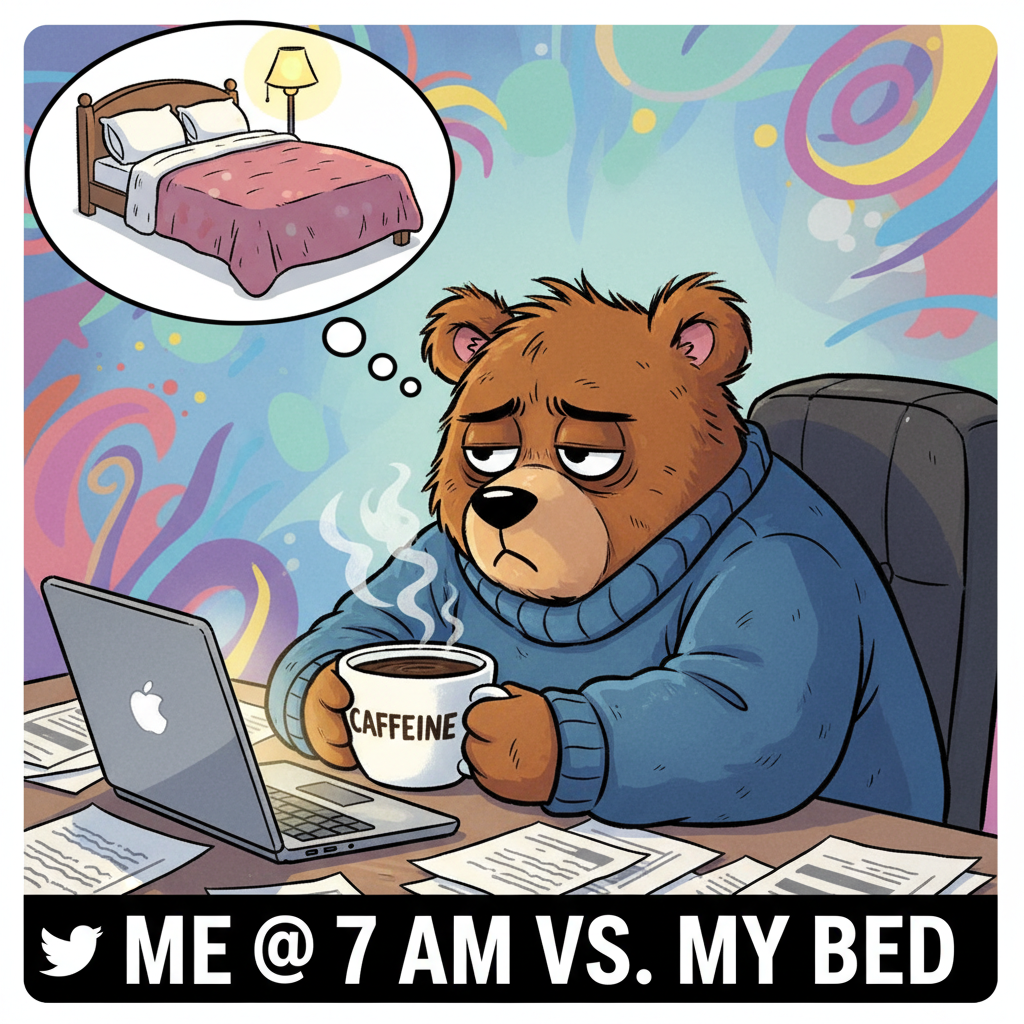 Monday morning: My brain is still in weekend mode, my body is in 'why are we up' mode.