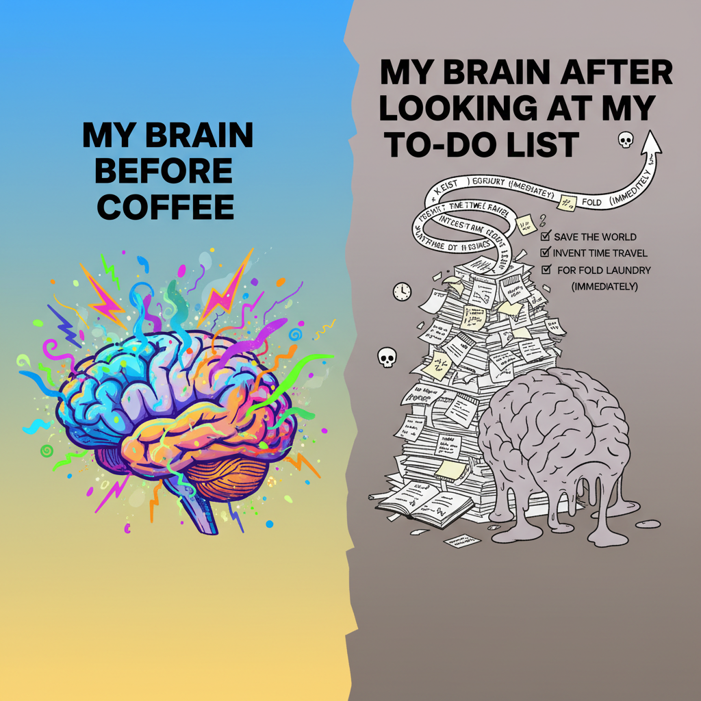 My brain on Monday morning vs. what I actually have to do. Send coffee. #MondayMood
