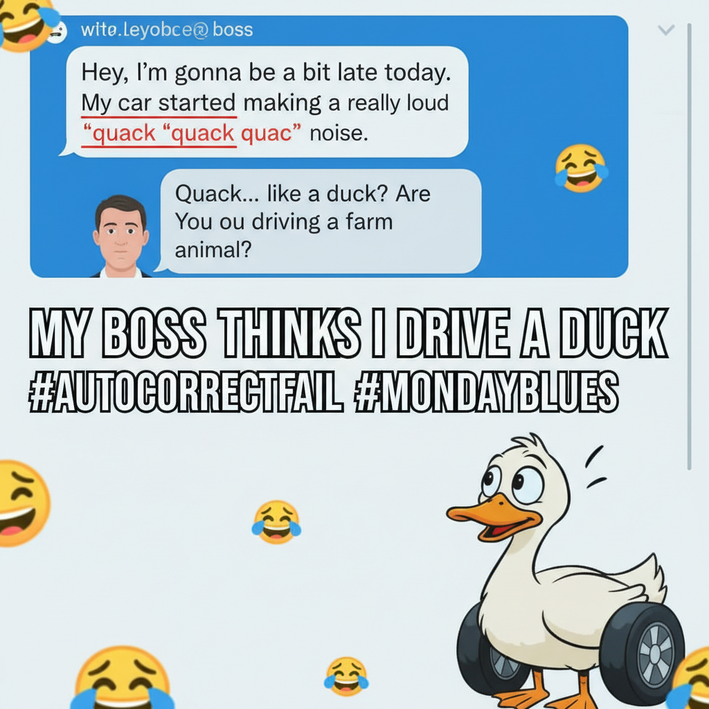 Autocorrect changed 'I'm on my way!' to 'I'm on my whale!' My boss is confused.