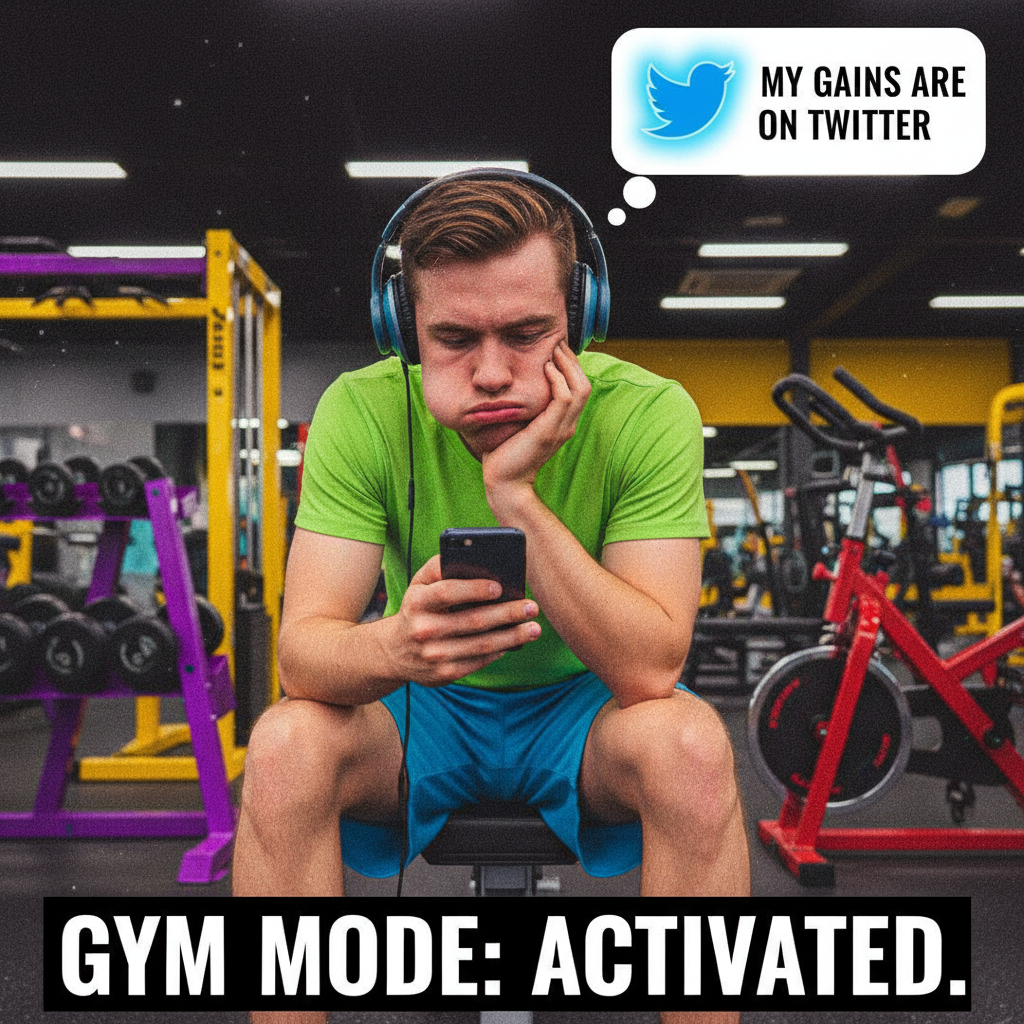 Went to the gym, spent 30 mins finding parking, 5 mins working out, 1 hour scrolling. #FitnessGoals