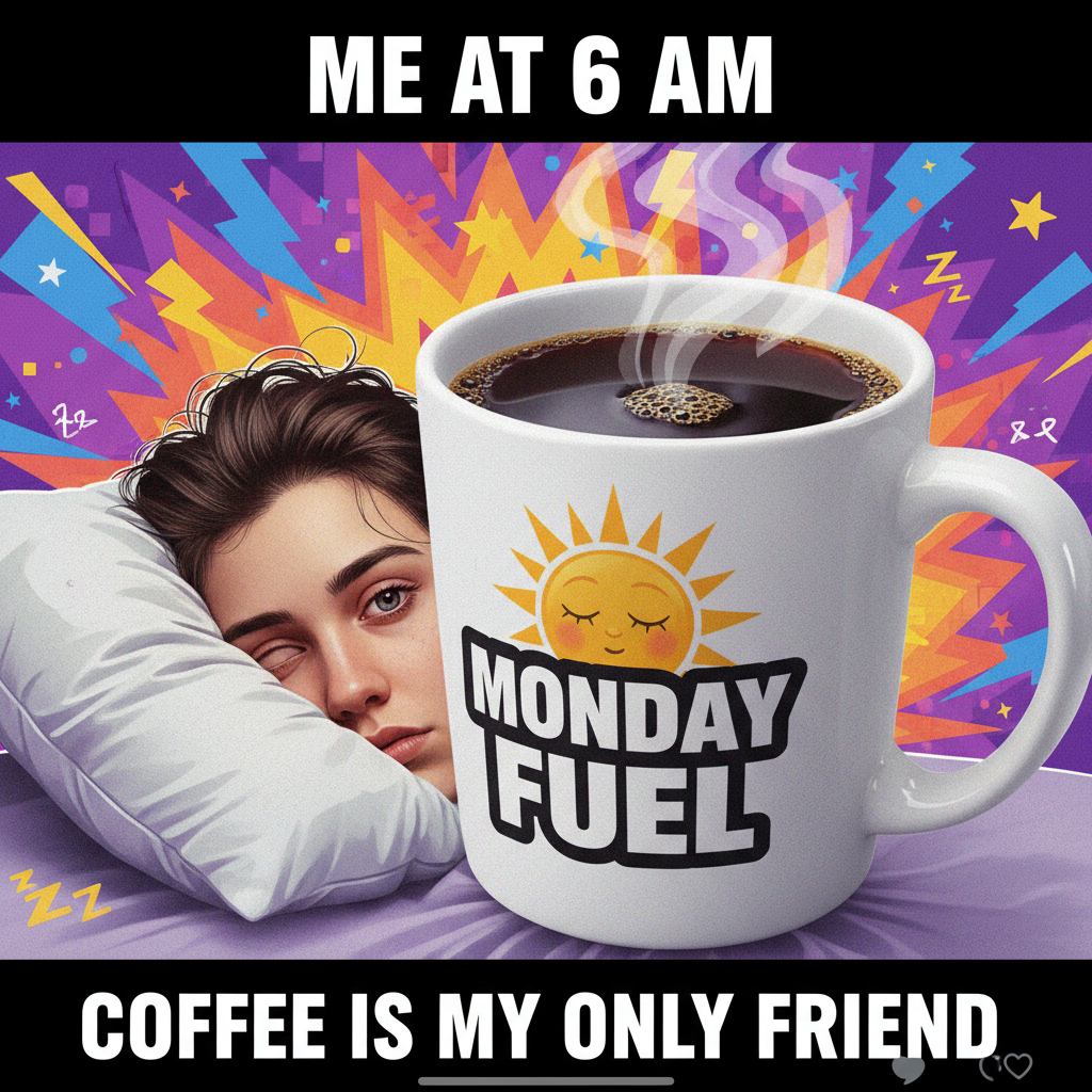My Monday morning mood is sponsored by 5 hours of sleep and 3 cups of regret. ☕😴