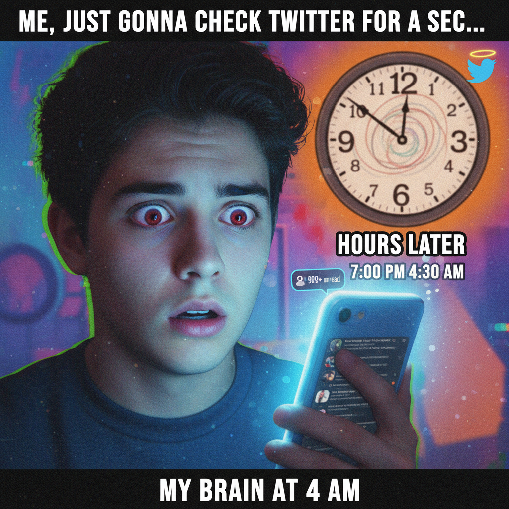 Me: 'Just 5 more minutes on TikTok.' *3 hours later* My brain: 'Did you even blink?' 👁️📱