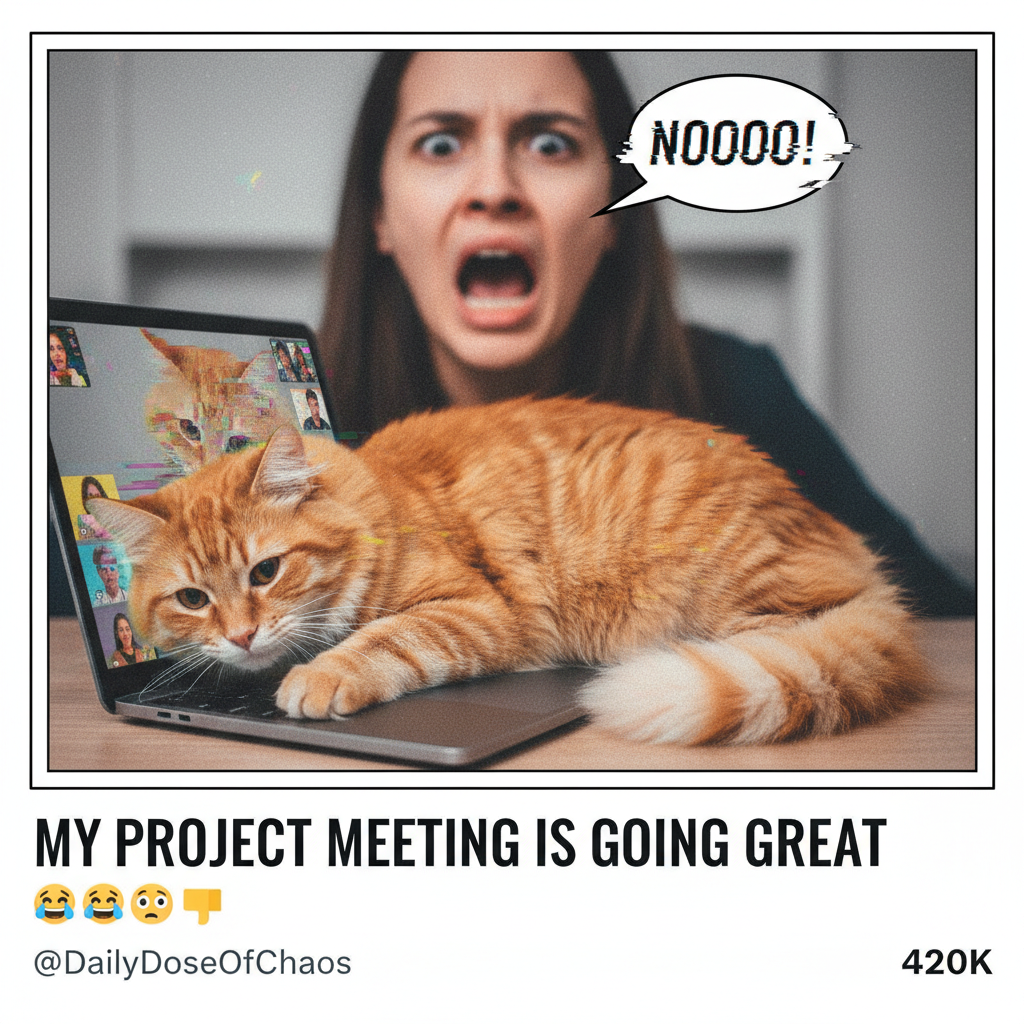 My boss just saw my cat walk across my keyboard during a Zoom meeting. RIP my career.