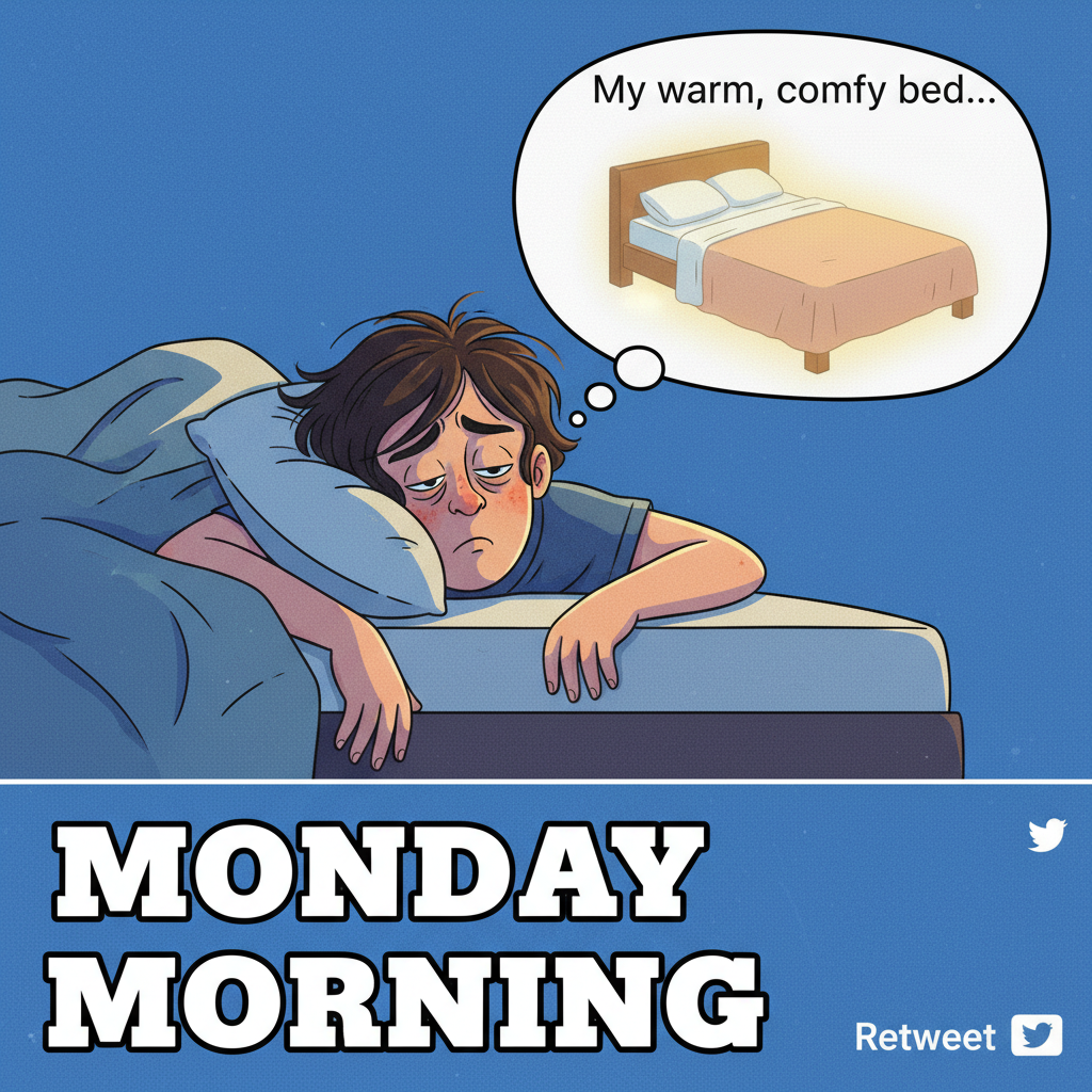 Monday morning mood: My bed is calling, and I must go. But alas, capitalism.