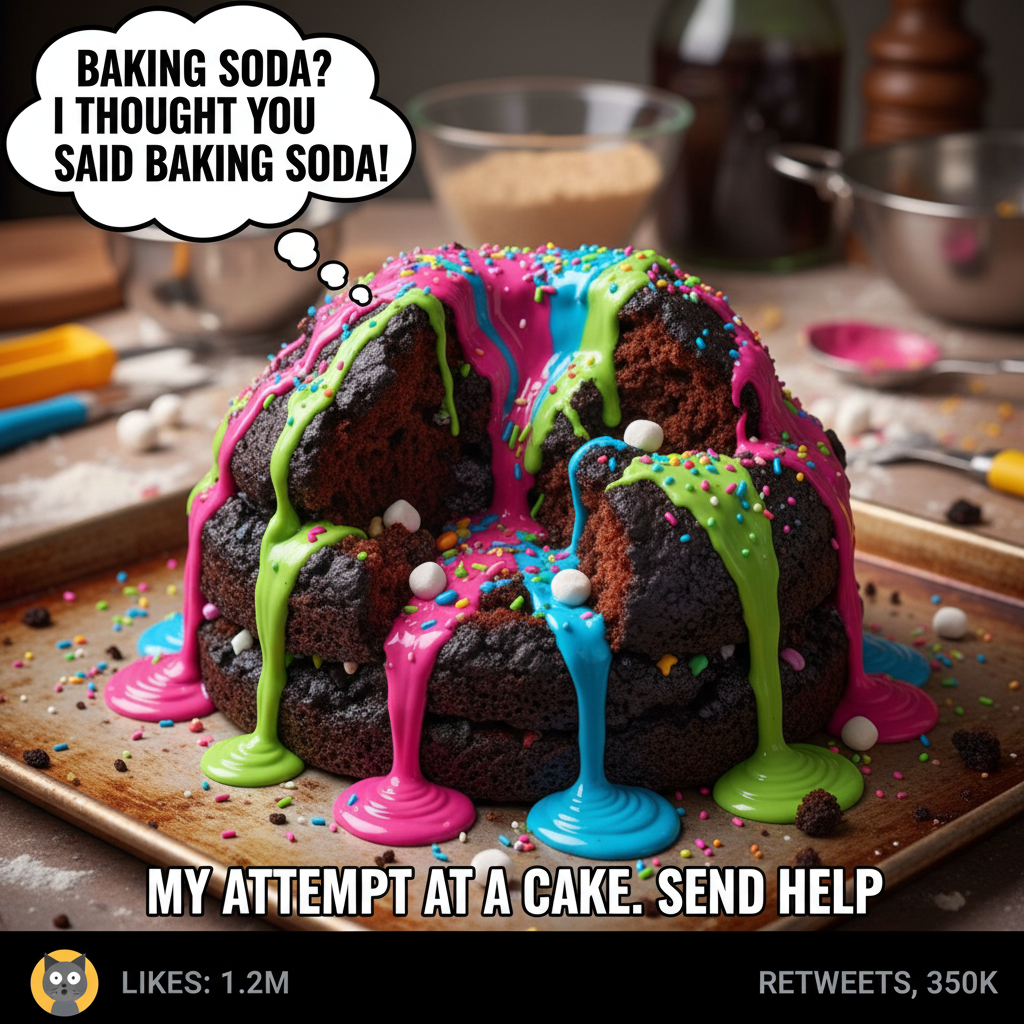 I tried to make a 'simple' cake. It now resembles a volcanic eruption. Send help (and frosting).